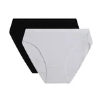 DIM COTTON BIO MINISLIP 2x - Women's cotton panties 2 pcs - black - white