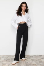 Trendyol Black Wide Leg Label Detail Woven Trousers