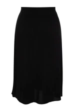 Trendyol Curve Black Viscose Woven Skirt with Slit Detail.