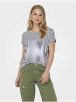 Blue and White Women's Striped T-Shirt ONLY Moster - Women