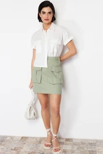 Trendyol Mint Premium Quality Mini Length Woven Skirt with Pocket Detail