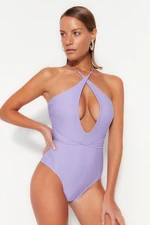 Trendyol Lilac Barbell Neck Tie Regular Leg Plavky