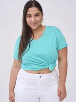 Turquoise V-neck blouse Blue Shadow