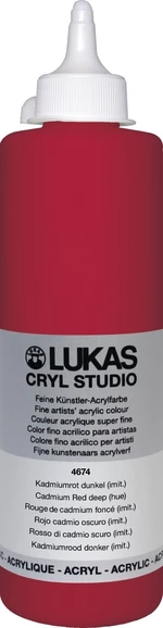 Lukas Cryl Studio Acrylic Paint Plastic Bottle Acrylfarbe Cadmium Red Deep Hue 500 ml 1 Stck