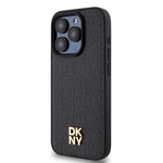 Zadní kryt DKNY PU Leather Repeat Pattern Stack Logo Magsafe pro Apple iPhone 14 Pro, černá