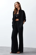 Trendyol Black Woven Shirt-Pants Epaulette Suit