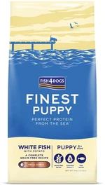 FISH4DOGS Granule malé pre šteniatka Finest biela ryba so zemiakmi 6kg, 2m+