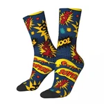 Cool Super Hero Superhero Boom Comic Book Unisex Winter Socks Warm Happy Socks street style Crazy Sock