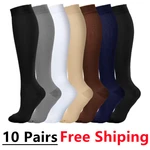 10 Pair Compression Socks Women Men Knee High 20-30mmHg Edema Diabetes Varicose Veins Running Travel Sport Compression Stocking