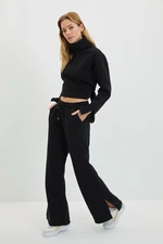 Trendyol Black Slit Detailed Wideleg Knitted Sweatpants