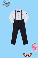 Trendyol White Bow Tie Polka Dot Shirt Trousers Suspender Set Bottom-Top Set