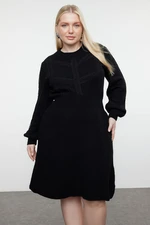 Trendyol Curve Black Knitted Detailed Corduroy Knitwear Dress