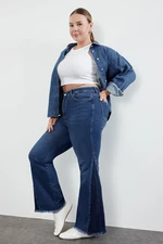 Trendyol Curve Blue High Waist Flare Leg Plus Size Jeans