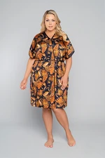 Women's Monstera bathrobe with short sleeves - print