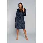 Eliksir women's long-sleeved bathrobe - navy blue print