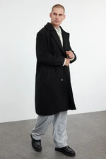 Trendyol Black Men's Oversize Fit Winter Wool Blend Winter Coat