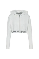 Tommy Jeans Cardigan - TJW BXY CROP ZIP WAI white