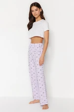 Trendyol Lilac Cotton Star Pattern Knitted Pajama Bottom