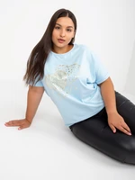 Light blue plus size t-shirt with printed design