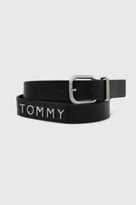 Kožený pásek Tommy Jeans dámský, černá barva, AW0AW16255