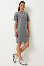 Happiness İstanbul Women's Smoked Crew Neck Knitted Dress