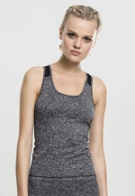 Women's Active Melange Workouts Top Charcoal/White/Black