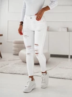 Ripped denim jeans in white
