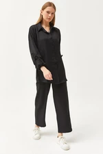 Olalook Women's Black Bottom Top Linen Suit