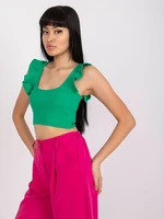 Basic dark green striped crop top RUE PARIS