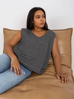 Black and white top plus size loose fit