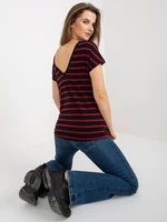 BASIC FEEL GOOD black and red women's striped t-shirt