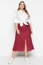 Trendyol Curve Brick Animal Patterned Slit Unlined Midi/Medium Length Viscose Woven Skirt