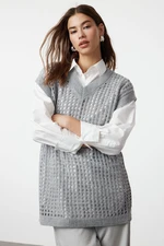 Trendyol Gray Openwork/Hole Knitwear Sweater