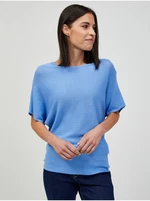 Blue light patterned sweater with short sleeves ORSAY