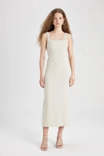 DEFACTO Bodycon Bodycon Basic Plain Square Neck Strappy Maxi Dress