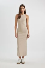 DEFACTO Bodycon Barbell Neck Ribbed Camisole Maxi Sleeveless Dress