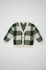 DEFACTO Baby Boy Plaid V Neck Button Closure Knitwear Cardigan