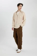 DEFACTO Baggy Fit Cargo Pocket Wide Fit Normal Waist Wide Leg Trousers