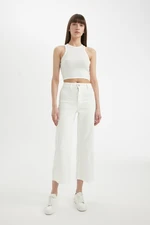 DEFACTO Culotte High Waist Cut-Out Ankle Length Jean Trousers