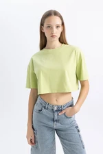 DEFACTO Cool Crop Wash Faded Effect Basic Short Sleeve T-Shirt