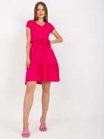 Basic fuchsia dress with V rue paris neckline