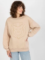 Women's insulated sweatshirt without hood - beige