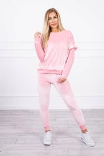 Velour set with powder pink frills