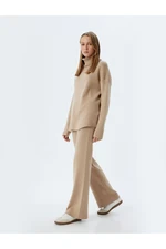 Koton Straight Wide Leg Knitwear Trousers Standard Waist