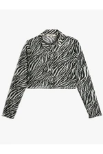 Koton Crop Shirt Zebra Patterned Buttoned Classic Collar