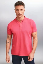 GRIMELANGE MARTEN Men&#39;s 100% Cotton Short Sleeve Regular Fit Fuchsia Polo Collar T-shir