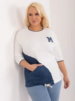 Ecru Casual Plus Size Blouse with Pocket