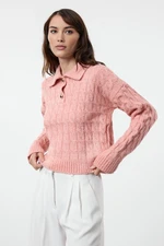 Trendyol Salmon Soft Textured Glittery Knitted Sweater