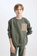 DEFACTO Boy Oversize Wide Pattern Crew Neck Sweatshirt