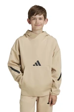 Dětská mikina adidas J Z.N.E. HD hnědá barva, s kapucí, s potiskem, JF2490